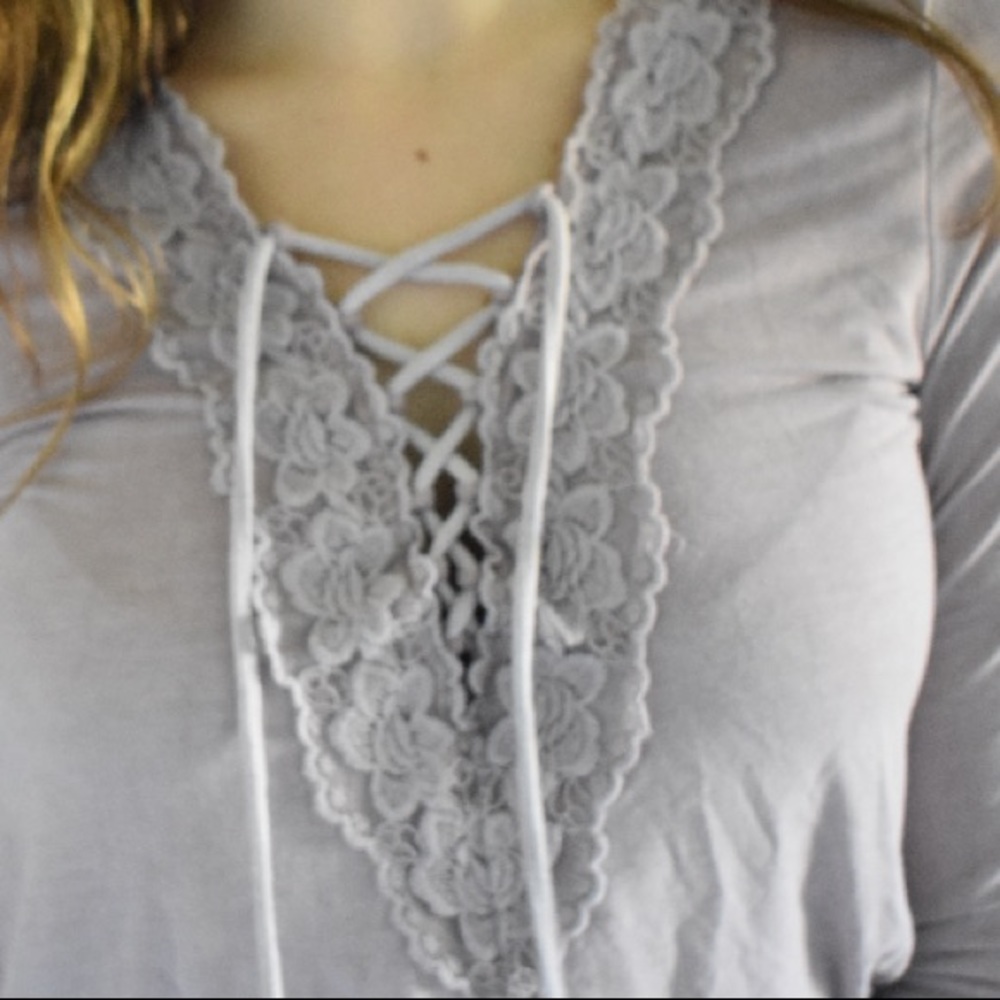 Lavender Tie Up Lace Long Sleeve